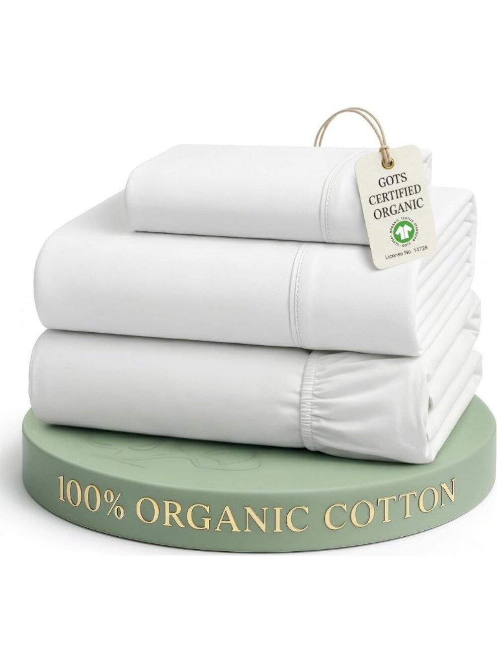 Cooling Twin Sheet Set - 100% Organic Cotton, Soft Percale, 3pc White Bedding